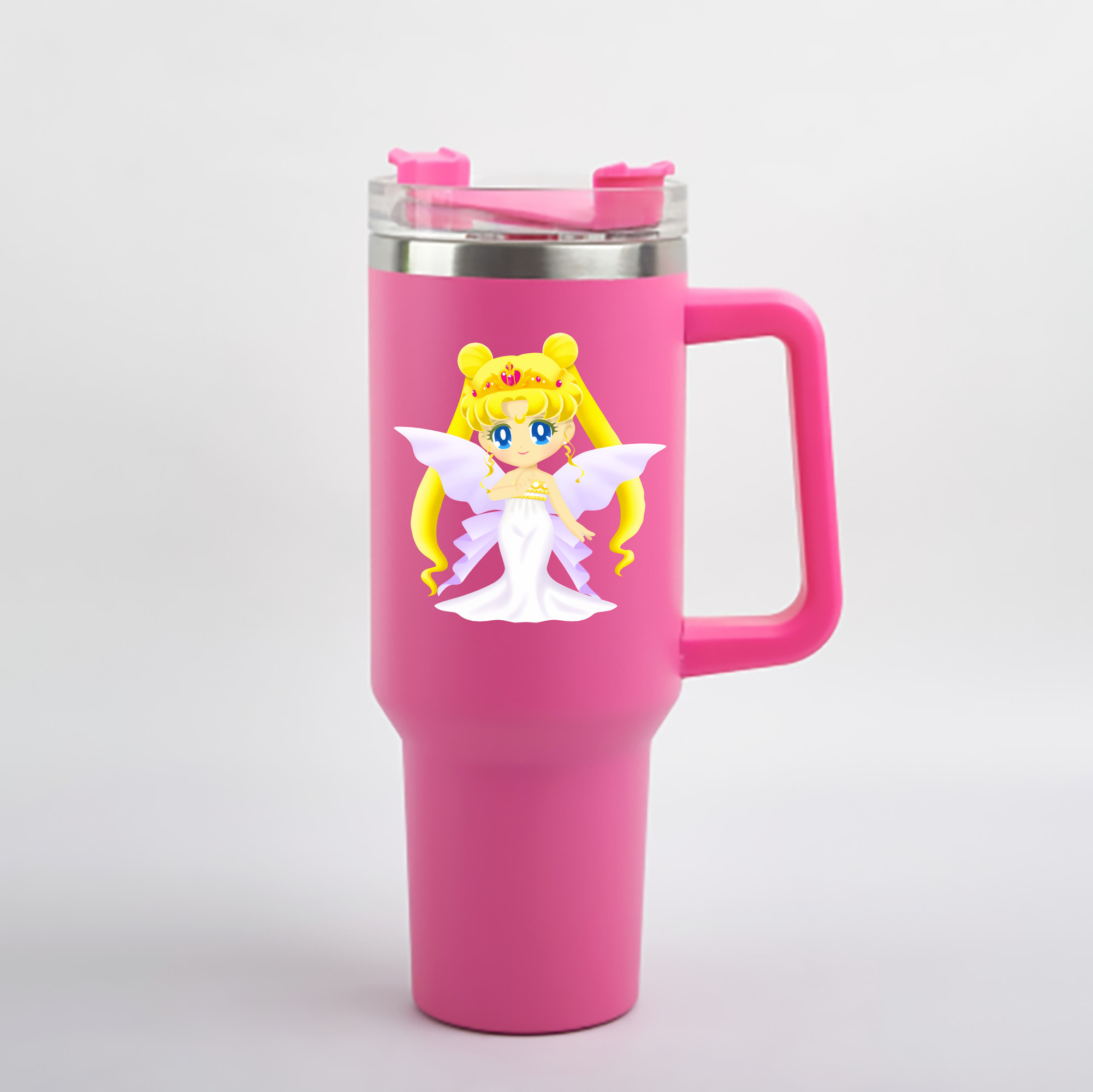 （画像用） 美少女戦士セーラームーン 愛野 美奈子 あいの みなこ Sailor Moon Aino Minako 1200mL車用タンブラー - クリスタルステッカー（プラスチックストロー付き）